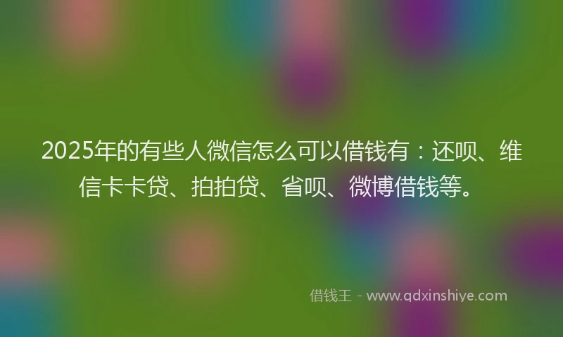 2025年的有些人微信怎么可以借钱有：还呗、维信卡卡贷、拍拍贷、省呗、微博借钱等。