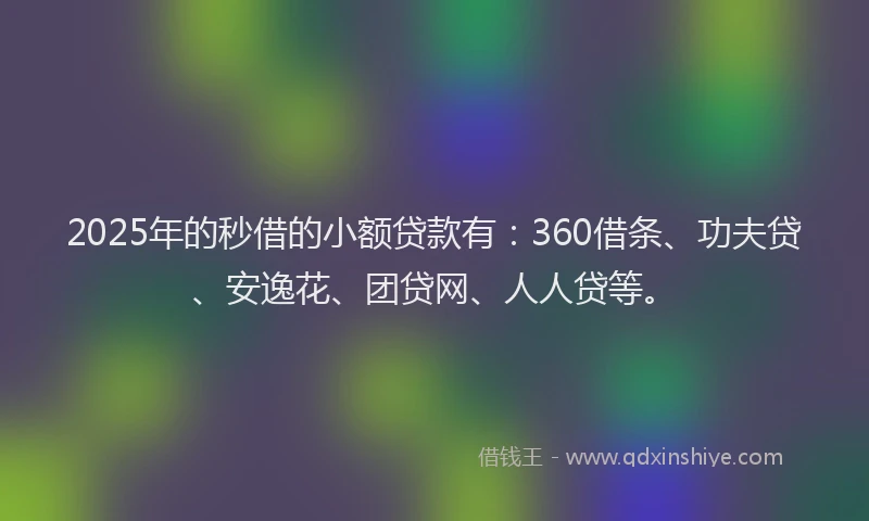 2025年的秒借的小额贷款有：360借条、功夫贷、安逸花、团贷网、人人贷等。