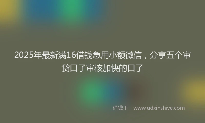 2025年最新满16借钱急用小额微信，分享五个审贷口子审核加快的口子