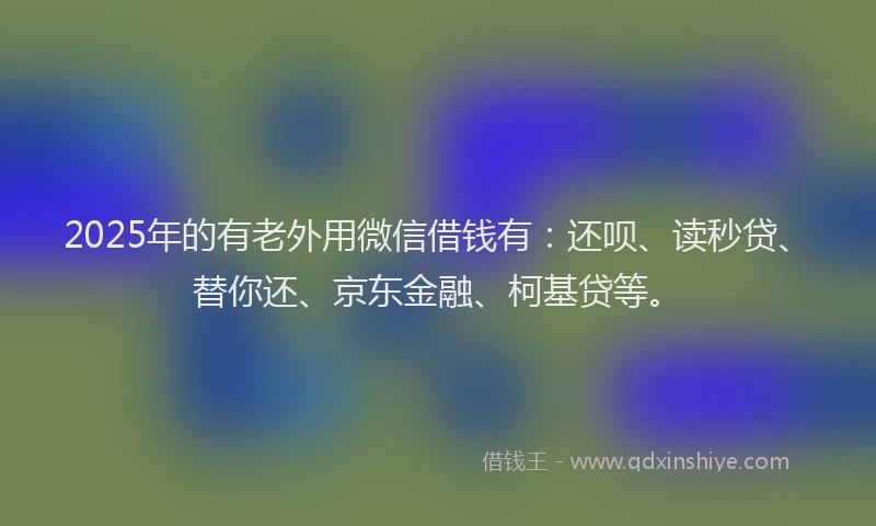 2025年的有老外用微信借钱有：还呗、读秒贷、替你还、京东金融、柯基贷等。