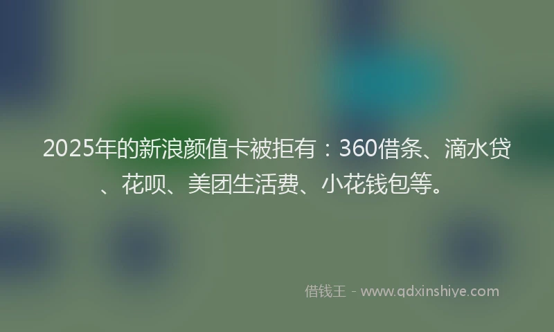 2025年的新浪颜值卡被拒有：360借条、滴水贷、花呗、美团生活费、小花钱包等。