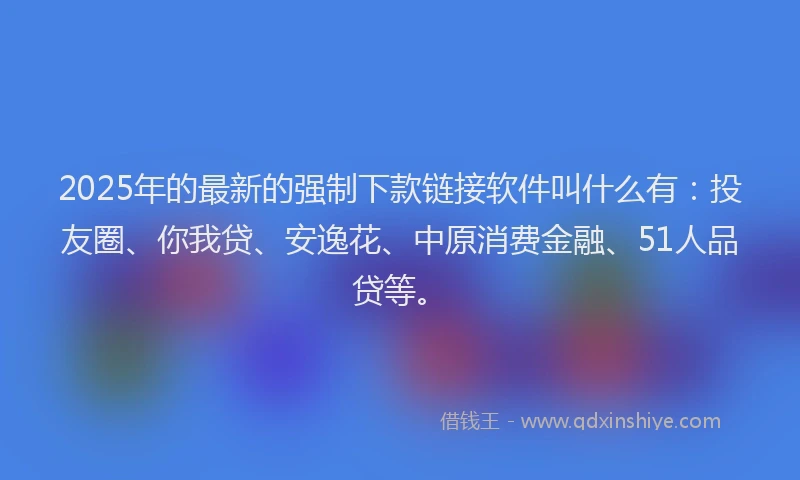 2025年的最新的强制下款链接软件叫什么有：投友圈、你我贷、安逸花、中原消费金融、51人品贷等。