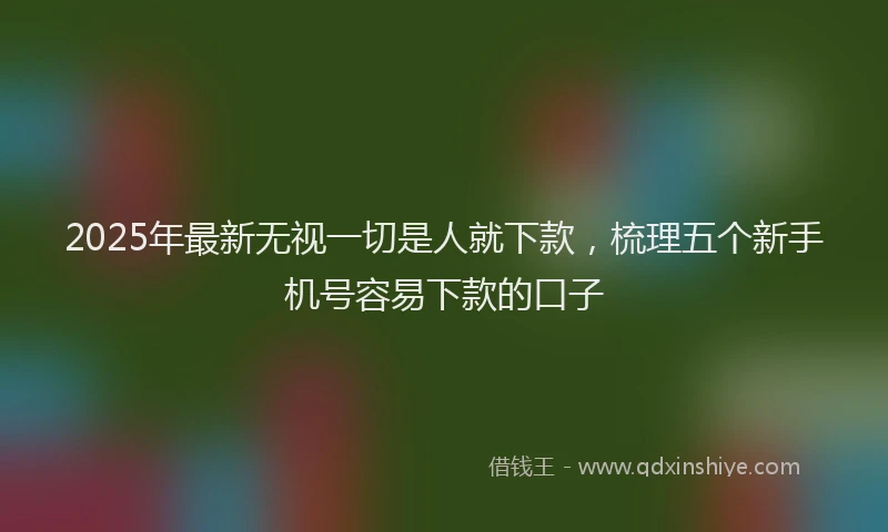 2025年最新无视一切是人就下款，梳理五个新手机号容易下款的口子
