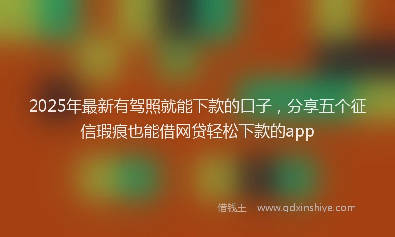 2025年最新有驾照就能下款的口子，分享五个征信瑕疵也能借网贷轻松下款的app