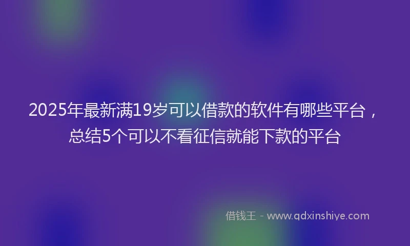 2025年最新满19岁可以借款的软件有哪些平台，总结5个可以不看征信就能下款的平台