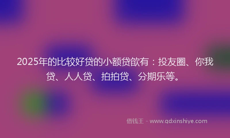 2025年的比较好贷的小额贷欿有：投友圈、你我贷、人人贷、拍拍贷、分期乐等。
