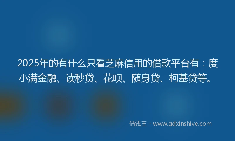 2025年的有什么只看芝麻信用的借款平台有：度小满金融、读秒贷、花呗、随身贷、柯基贷等。