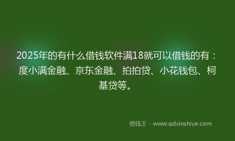 2025年的有什么借钱软件满18就可以借钱的有：度小满金融、京东金融、拍拍贷、小花钱包、柯基贷等。