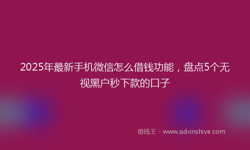 2025年最新手机微信怎么借钱功能，盘点5个无视黑户秒下款的口子