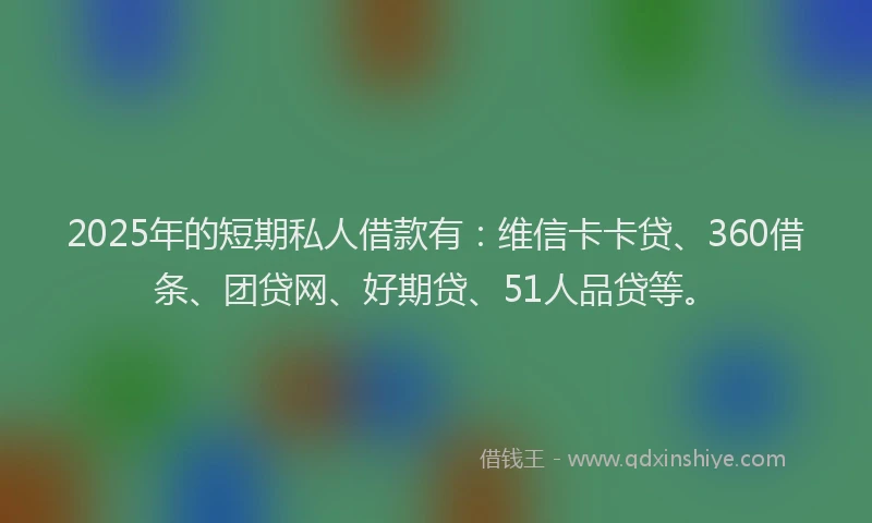 2025年的短期私人借款有：维信卡卡贷、360借条、团贷网、好期贷、51人品贷等。