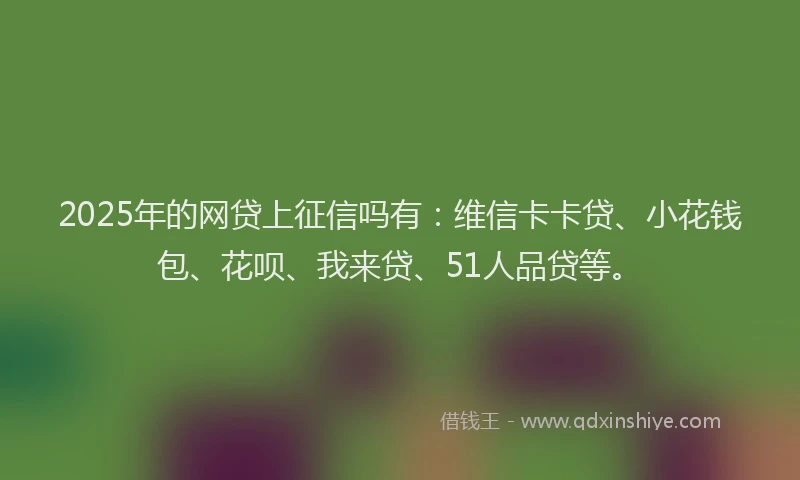 2025年的网贷上征信吗有：维信卡卡贷、小花钱包、花呗、我来贷、51人品贷等。