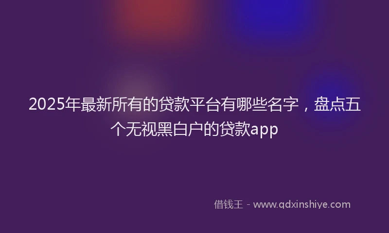 2025年最新所有的贷款平台有哪些名字，盘点五个无视黑白户的贷款app
