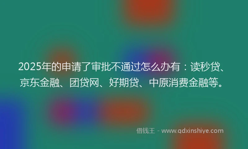 2025年的申请了审批不通过怎么办有：读秒贷、京东金融、团贷网、好期贷、中原消费金融等。