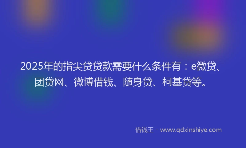 2025年的指尖贷贷款需要什么条件有：e微贷、团贷网、微博借钱、随身贷、柯基贷等。