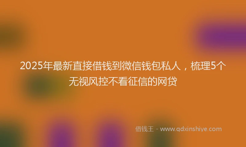 2025年最新直接借钱到微信钱包私人，梳理5个无视风控不看征信的网贷