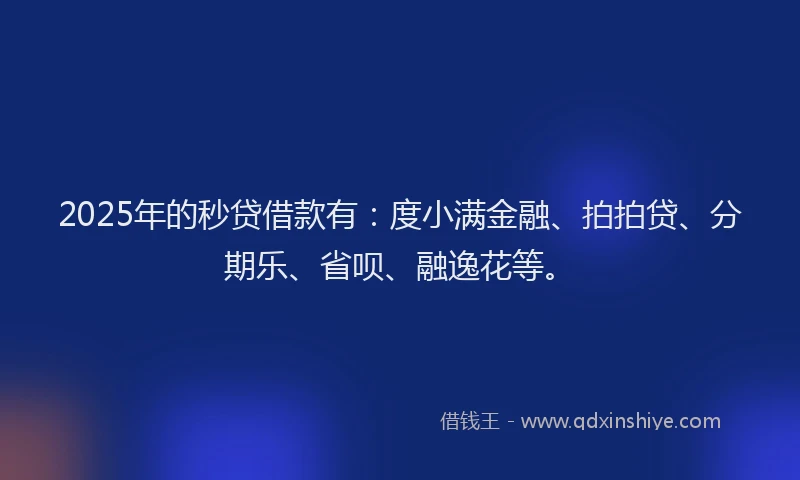 2025年的秒贷借款有：度小满金融、拍拍贷、分期乐、省呗、融逸花等。