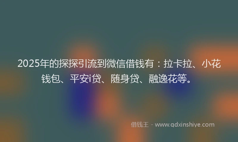 2025年的探探引流到微信借钱有：拉卡拉、小花钱包、平安i贷、随身贷、融逸花等。