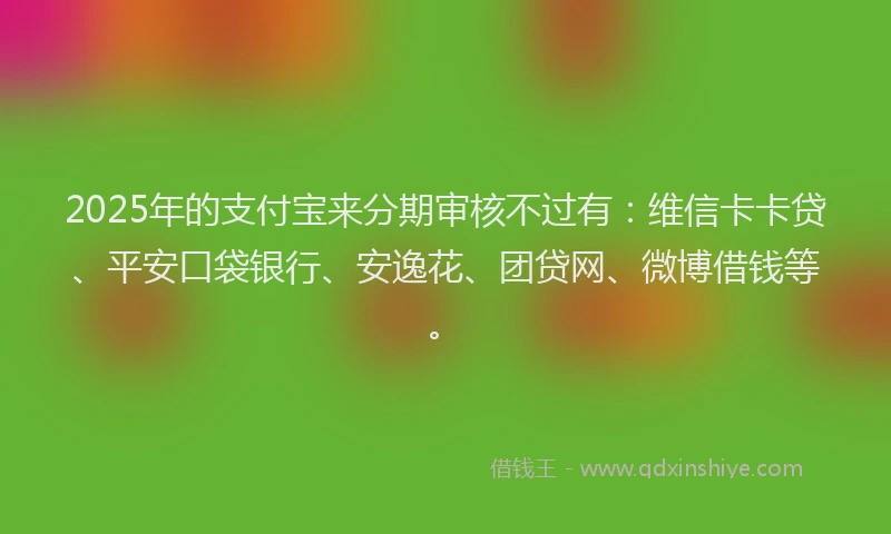 2025年的支付宝来分期审核不过有：维信卡卡贷、平安口袋银行、安逸花、团贷网、微博借钱等。