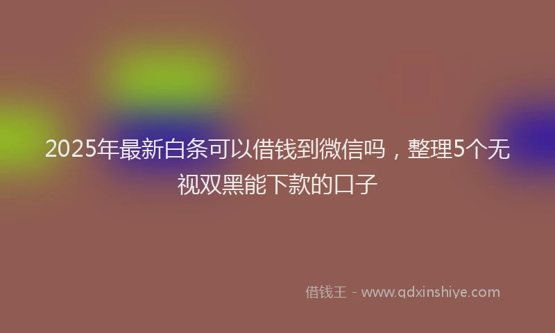 2025年最新白条可以借钱到微信吗，整理5个无视双黑能下款的口子