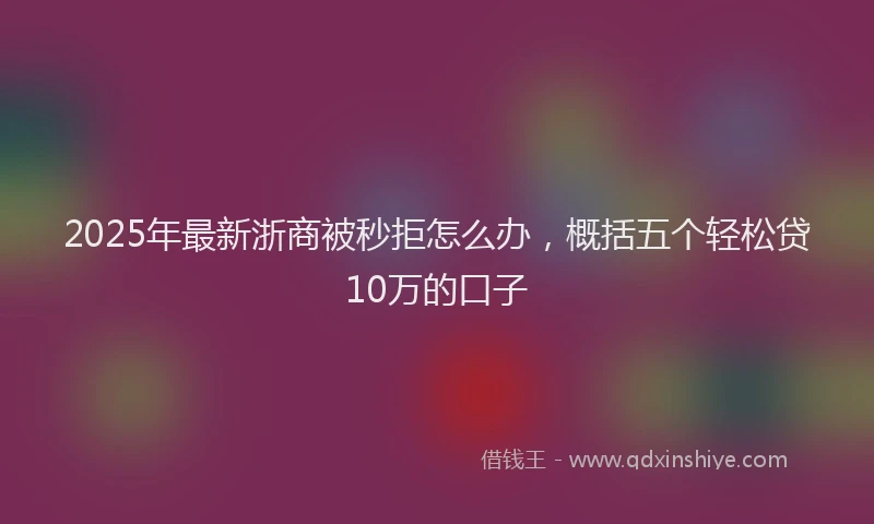 2025年最新浙商被秒拒怎么办，概括五个轻松贷10万的口子