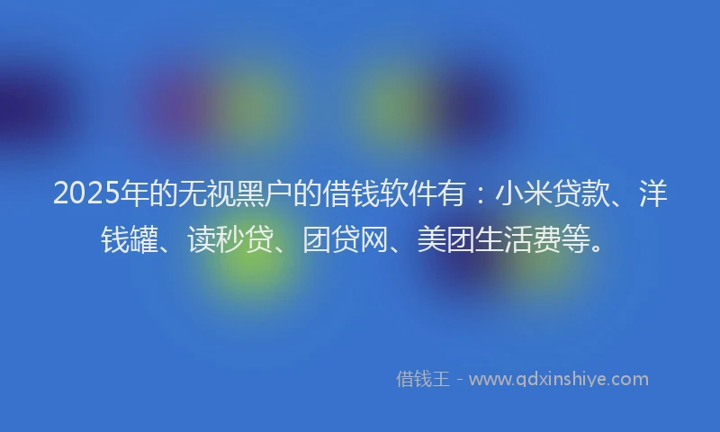 2025年的无视黑户的借钱软件有：小米贷款、洋钱罐、读秒贷、团贷网、美团生活费等。