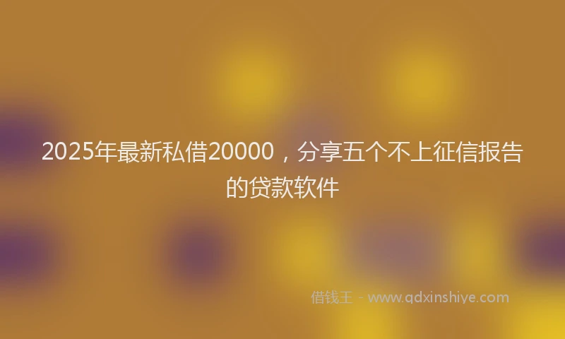 2025年最新私借20000，分享五个不上征信报告的贷款软件