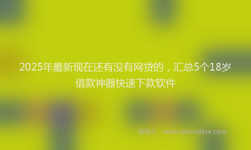 2025年最新现在还有没有网贷的，汇总5个18岁借款神器快速下款软件