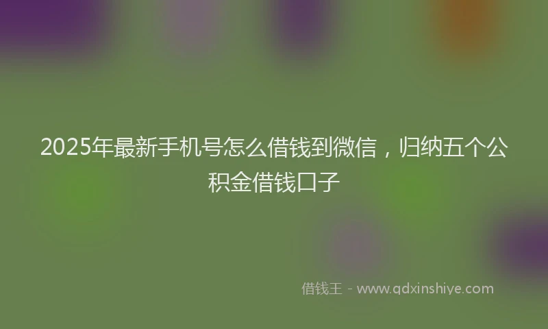 2025年最新手机号怎么借钱到微信，归纳五个公积金借钱口子