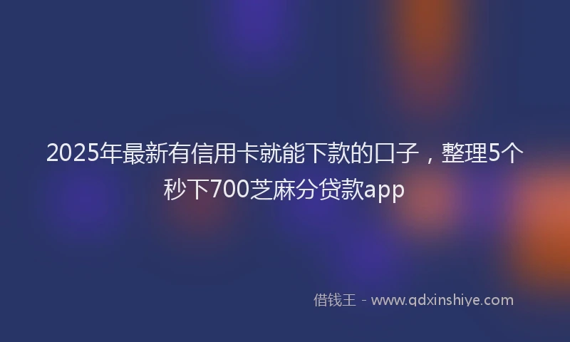 2025年最新有信用卡就能下款的口子，整理5个秒下700芝麻分贷款app