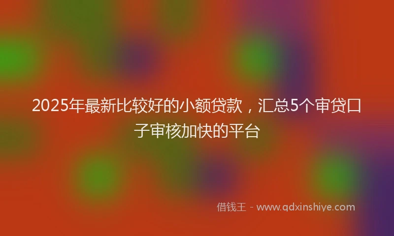 2025年最新比较好的小额贷款，汇总5个审贷口子审核加快的平台