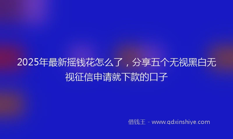 2025年最新摇钱花怎么了，分享五个无视黑白无视征信申请就下款的口子