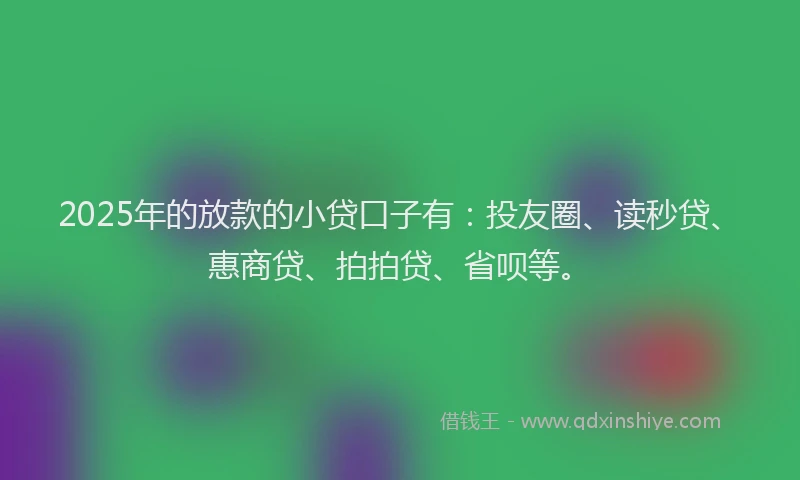 2025年的放款的小贷口子有:投友圈、读秒贷、惠商贷、拍拍贷、省呗等。