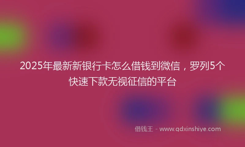 2025年最新新银行卡怎么借钱到微信，罗列5个快速下款无视征信的平台