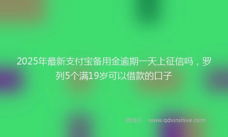 2025年最新支付宝备用金逾期一天上征信吗，罗列5个满19岁可以借款的口子