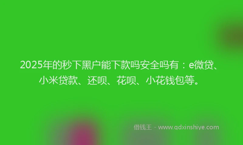 2025年的秒下黑户能下款吗安全吗有：e微贷、小米贷款、还呗、花呗、小花钱包等。