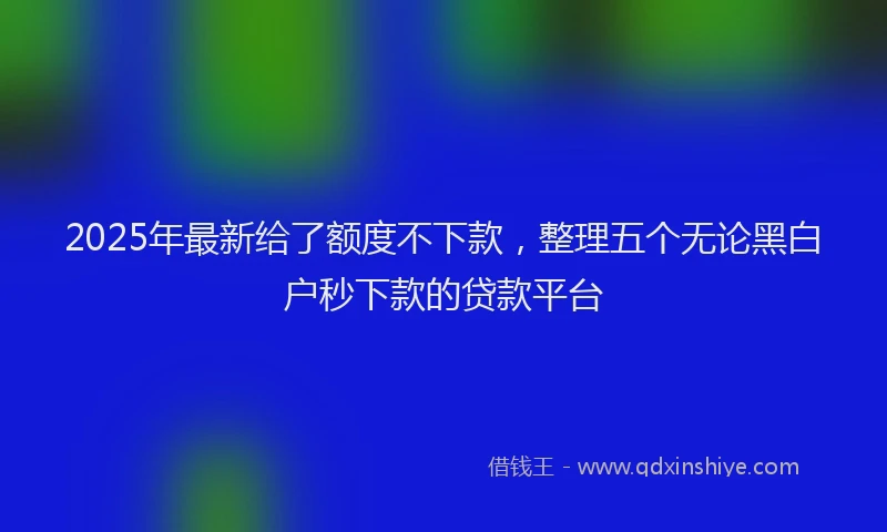 2025年最新给了额度不下款，整理五个无论黑白户秒下款的贷款平台