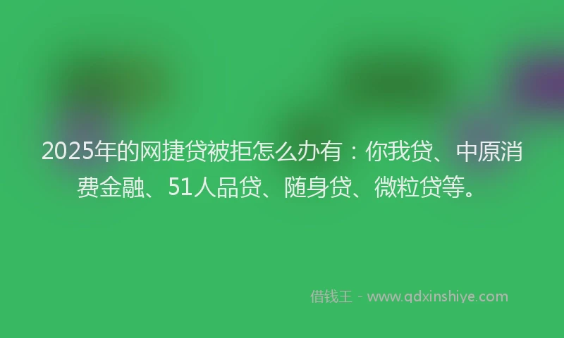2025年的网捷贷被拒怎么办有：你我贷、中原消费金融、51人品贷、随身贷、微粒贷等。