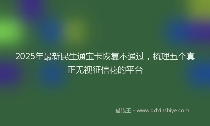 2025年最新民生通宝卡恢复不通过，梳理五个真正无视征信花的平台