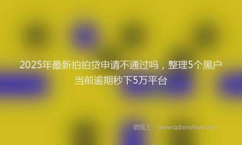 2025年最新拍拍贷申请不通过吗，整理5个黑户当前逾期秒下5万平台