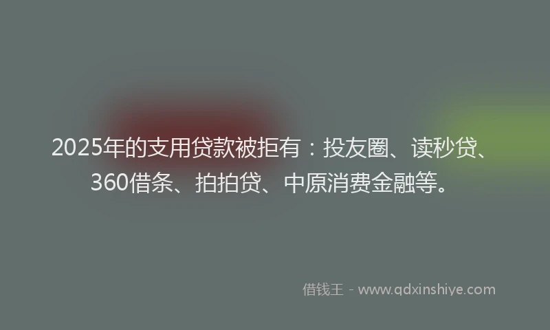2025年的支用贷款被拒有：投友圈、读秒贷、360借条、拍拍贷、中原消费金融等。
