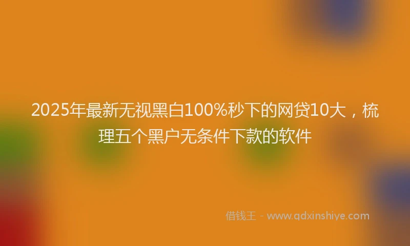 2025年最新无视黑白100%秒下的网贷10大，梳理五个黑户无条件下款的软件