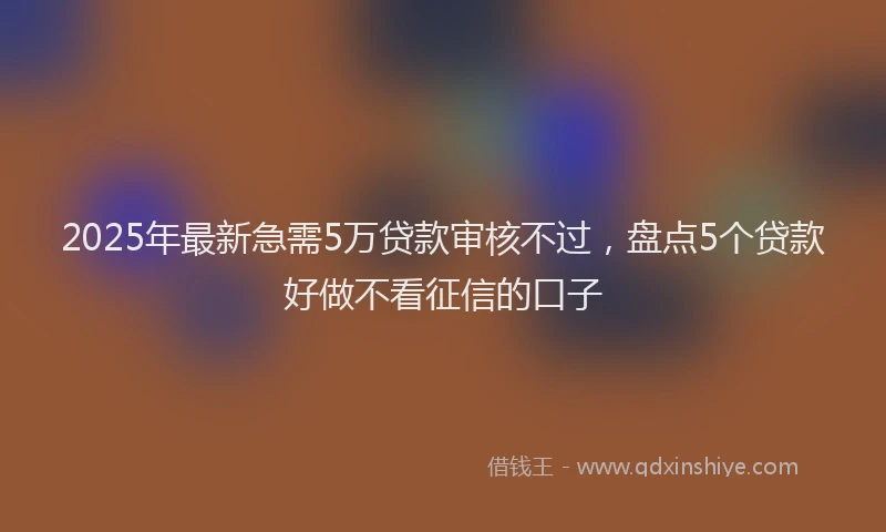 2025年最新急需5万贷款审核不过，盘点5个贷款好做不看征信的口子