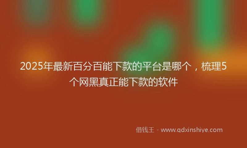 2025年最新百分百能下款的平台是哪个，梳理5个网黑真正能下款的软件