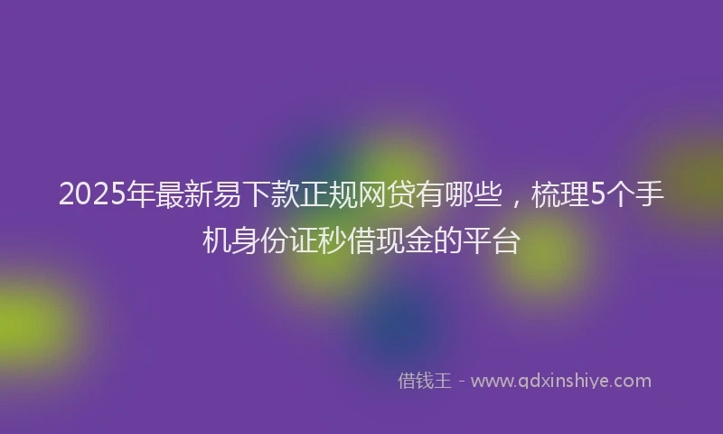 2025年最新易下款正规网贷有哪些,梳理5个手机身份证秒借现金的平台