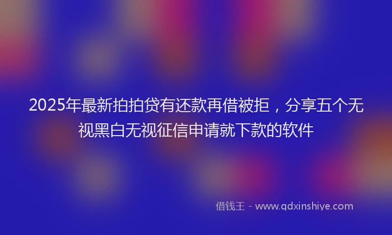 2025年最新拍拍贷有还款再借被拒，分享五个无视黑白无视征信申请就下款的软件