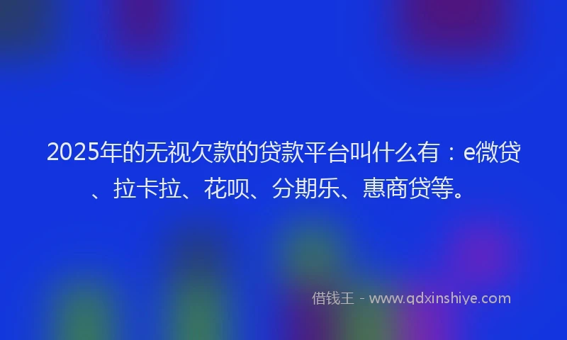 2025年的无视欠款的贷款平台叫什么有：e微贷、拉卡拉、花呗、分期乐、惠商贷等。
