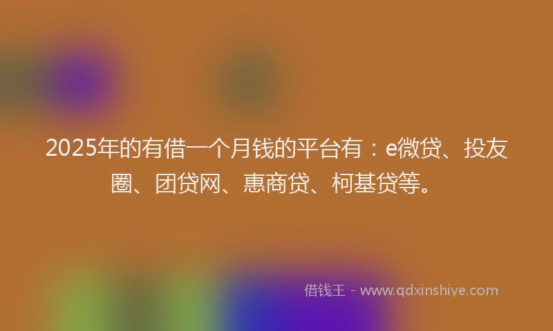 2025年的有借一个月钱的平台有：e微贷、投友圈、团贷网、惠商贷、柯基贷等。