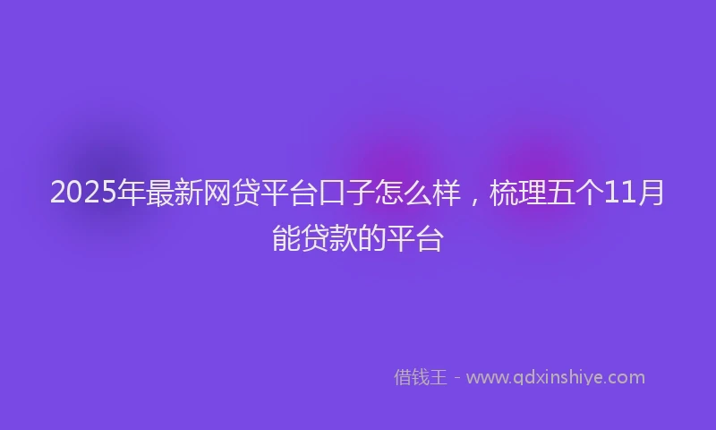 2025年最新网贷平台口子怎么样，梳理五个11月能贷款的平台