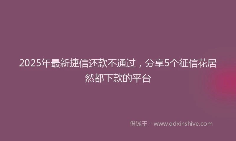 2025年最新捷信还款不通过，分享5个征信花居然都下款的平台
