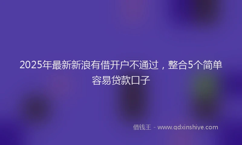 2025年最新新浪有借开户不通过，整合5个简单容易贷款口子